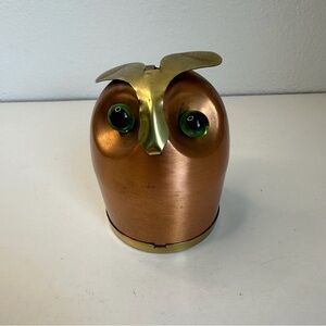 Vintage Owl Coin Bank - Copper with Brass ‎ USA Coppercraft Guild